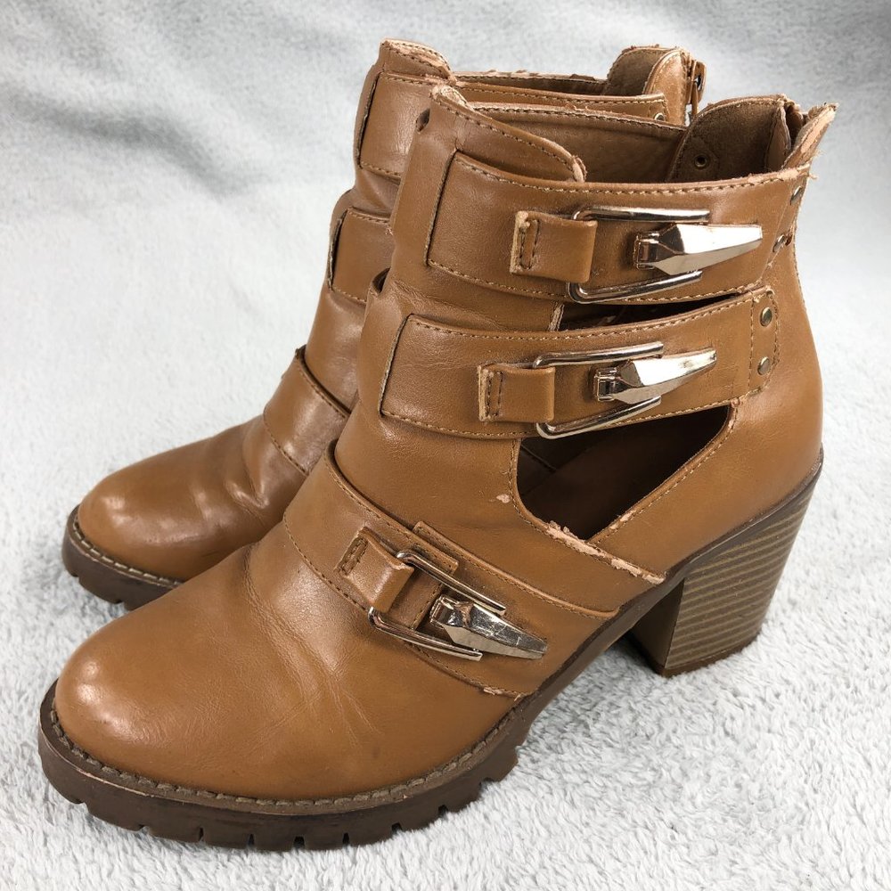 Wanted Cutout Heel Boots/Booties Brown Tan, Womens Size 6.5 (Flaw)